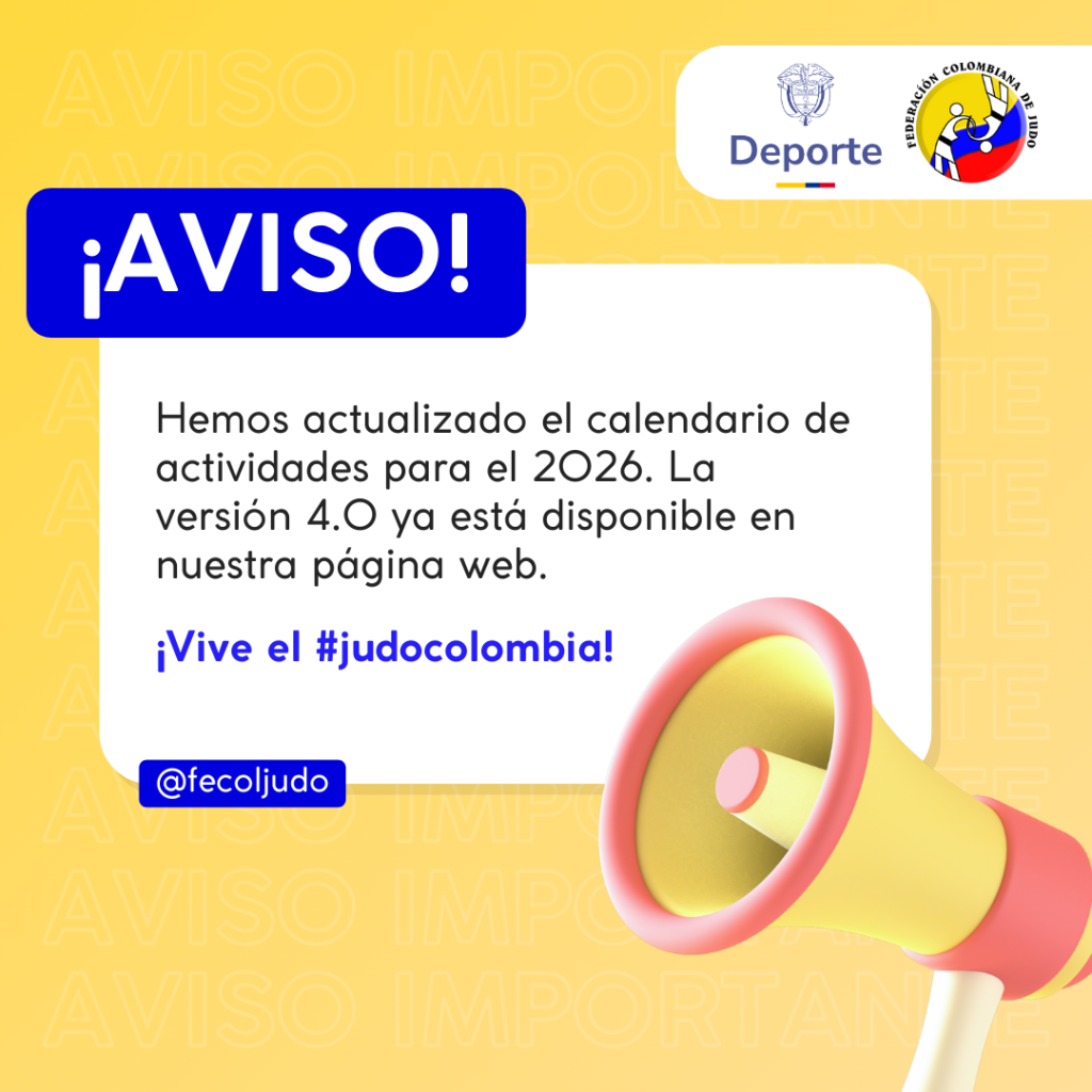 FECOLJUDO publica el Calendario Oficial de Actividades 2026 – Versión 4